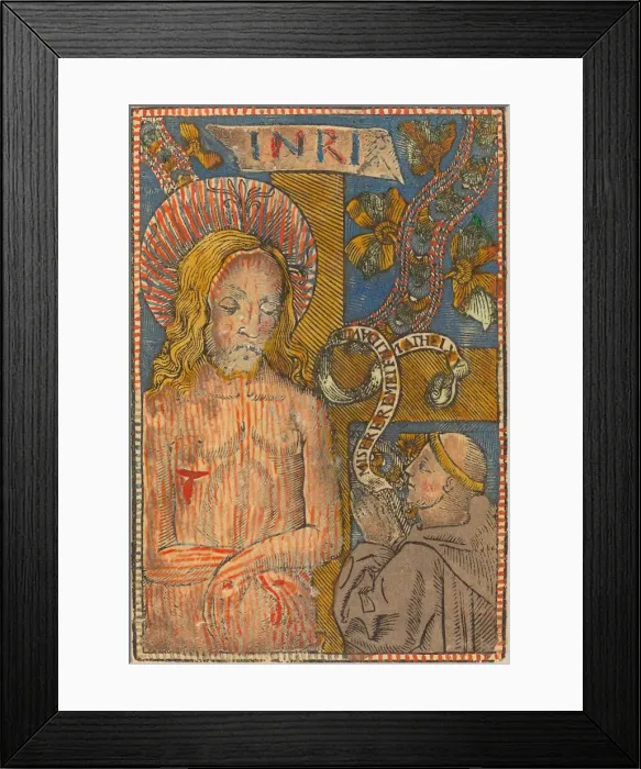 Framed Print : The Man of Sorrows with a Franciscan, 1490-1500. Creator: Unknown Framed Print : The Man of Sorrows with a Franciscan, 1490-1500. Creator: Unknown