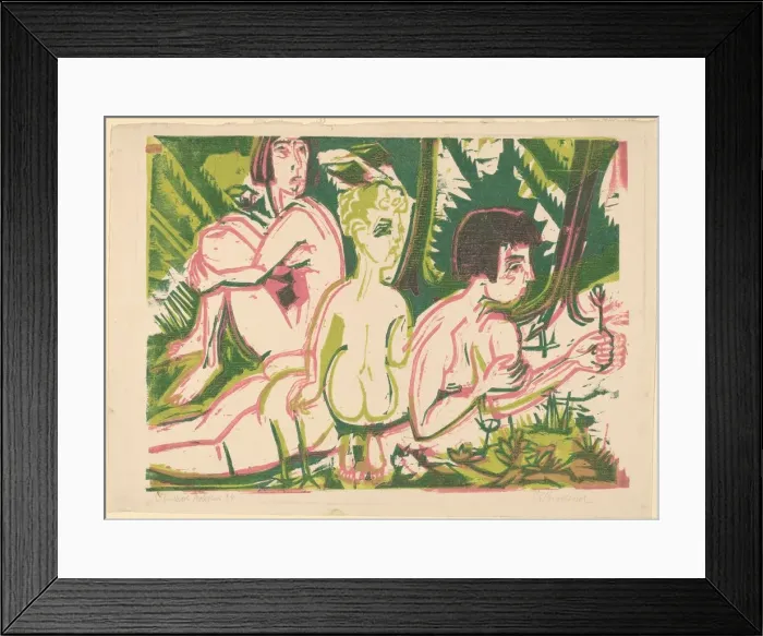 Framed Print : Nude Women with a Child in the Forest, 1925. Creator: Ernst Kirchner Framed Print : Nude Women with a Child in the Forest, 1925. Creator: Ernst Kirchner