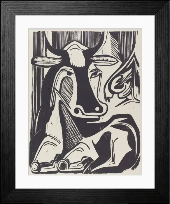 Framed Print : The Large Cow Lying Down (Grosse Liegende Kuh), 1929. Creator: Ernst Kirchner Framed Print : The Large Cow Lying Down (Grosse Liegende Kuh), 1929. Creator: Ernst Kirchner