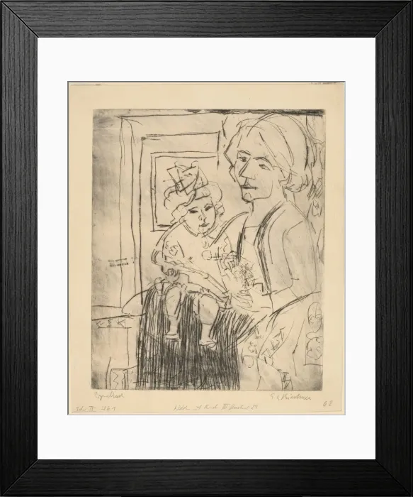 Framed Print : Young Woman with Child, 1923. Creator: Ernst Kirchner Framed Print : Young Woman with Child, 1923. Creator: Ernst Kirchner