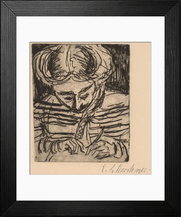 Framed Print : Young Girl Drawing, 1906. Creator: Ernst Kirchner Framed Print : Young Girl Drawing, 1906. Creator: Ernst Kirchner