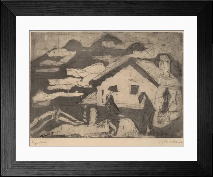 Framed Print : Alpine Huts in Fog, 1920. Creator: Ernst Kirchner Framed Print : Alpine Huts in Fog, 1920. Creator: Ernst Kirchner