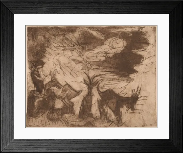 Framed Print : Goats and Clouds, 1919. Creator: Ernst Kirchner Framed Print : Goats and Clouds, 1919. Creator: Ernst Kirchner