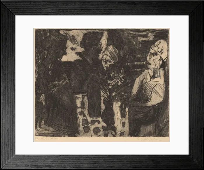 Framed Print : Women at a Table in a Room (recto) / Nude Woman (verso), 1920. Creator: Ernst Kirchner Framed Print : Women at a Table in a Room (recto) / Nude Woman (verso), 1920. Creator: Ernst Kirchner