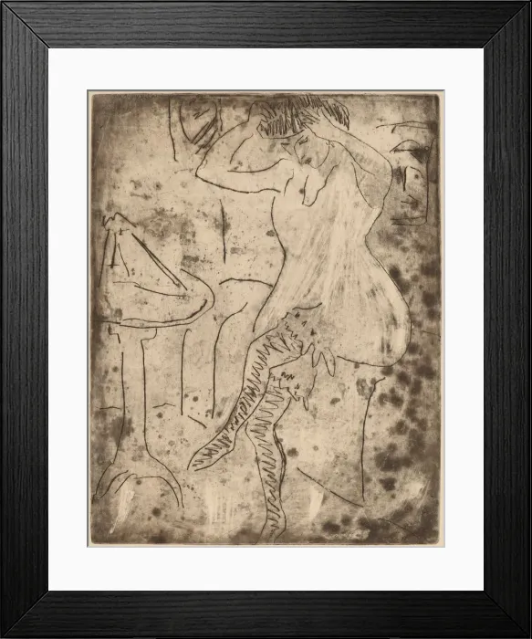 Framed Print : Dodo Arranging Her Hair, 1909. Creator: Ernst Kirchner Framed Print : Dodo Arranging Her Hair, 1909. Creator: Ernst Kirchner