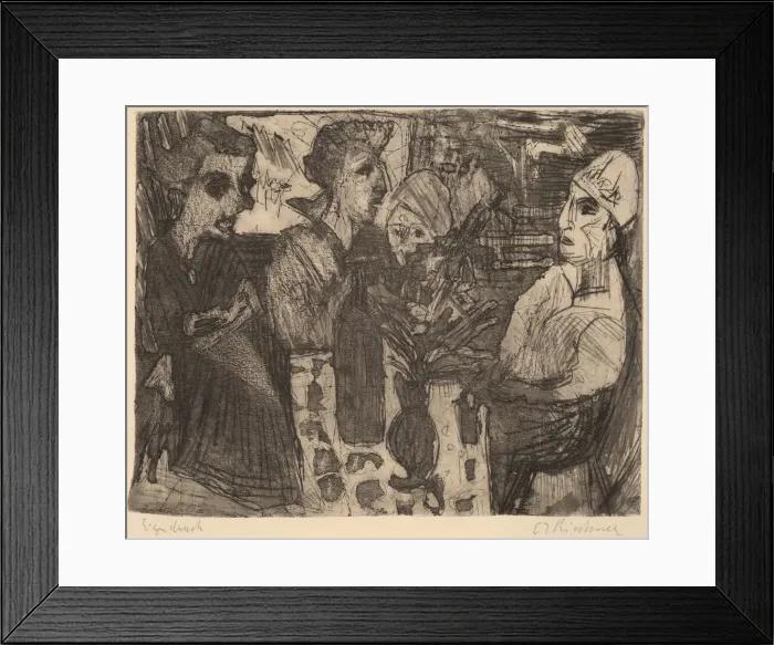 Framed Print : Women at a Table in a Room, 1920. Creator: Ernst Kirchner Framed Print : Women at a Table in a Room, 1920. Creator: Ernst Kirchner