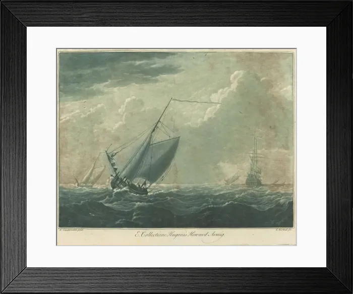 Framed Print : Shipping Scene from the Collection of Hugo Howard, 1720s. Creator: Elisha Kirkall Framed Print : Shipping Scene from the Collection of Hugo Howard, 1720s. Creator: Elisha Kirkall