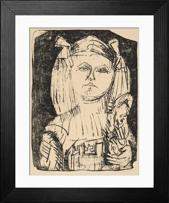 Framed Print : Young Girl with Doll, 1916. Creator: Ernst Kirchner Framed Print : Young Girl with Doll, 1916. Creator: Ernst Kirchner