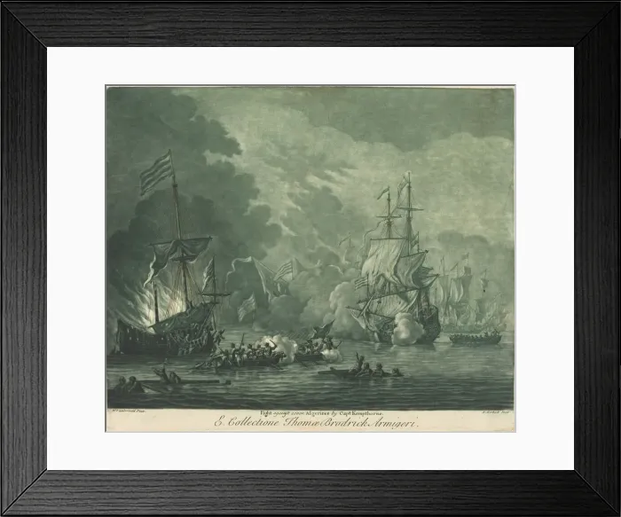 Framed Print : Fight against Seven Algerines, 1720s. Creator: Elisha Kirkall Framed Print : Fight against Seven Algerines, 1720s. Creator: Elisha Kirkall