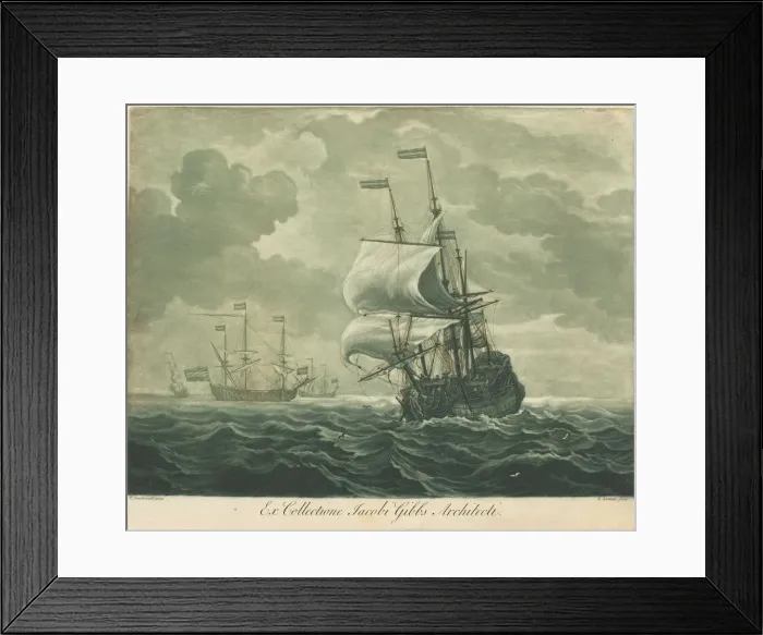 Framed Print : Shipping Scene from the Collection of Jacob Gibbs, 1720s. Creator: Elisha Kirkall Framed Print : Shipping Scene from the Collection of Jacob Gibbs, 1720s. Creator: Elisha Kirkall