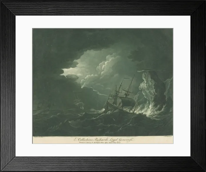 Framed Print : Shipping Scene from the Collection of Richard Lloyd, 1720s. Creator: Elisha Kirkall Framed Print : Shipping Scene from the Collection of Richard Lloyd, 1720s. Creator: Elisha Kirkall