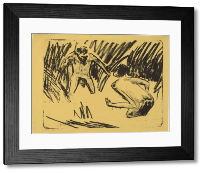 Framed Print : Men Splashing in the Reeds, 1910. Creator: Ernst Kirchner Framed Print : Men Splashing in the Reeds, 1910. Creator: Ernst Kirchner