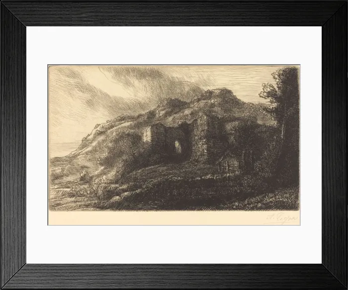 Framed Print : Ruins of a Chateau (Les ruines du chateau). Creator: Alphonse Legros Framed Print : Ruins of a Chateau (Les ruines du chateau). Creator: Alphonse Legros