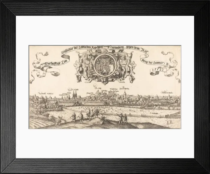 Framed Print : View of Nuremberg from the East [center section], 1552. Creator: Hans Sebald Lautensack