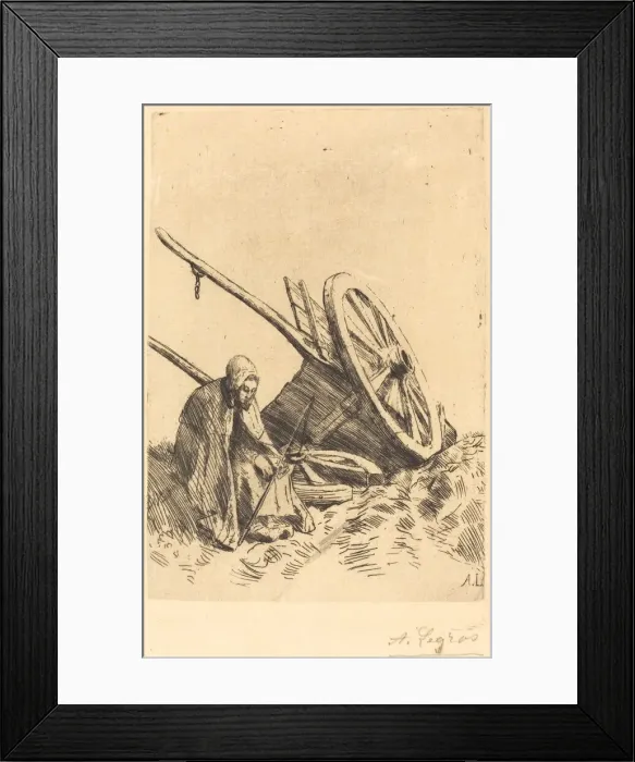 Framed Print : Broken Cart (La charette brisee). Creator: Alphonse Legros Framed Print : Broken Cart (La charette brisee). Creator: Alphonse Legros