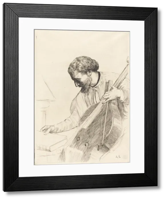 Framed Print : Contre-bass Player (Le joueur de contre-basse). Creator: Alphonse Legros Framed Print : Contre-bass Player (Le joueur de contre-basse). Creator: Alphonse Legros