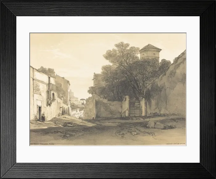 Framed Print : Via Porta Pinciana, Rome. Creator: Edward Lear Framed Print : Via Porta Pinciana, Rome. Creator: Edward Lear