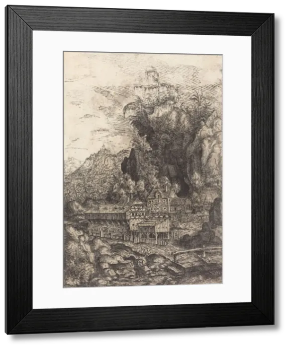 Framed Print : Landscape with a Water Mill, 1553. Creator: Hans Sebald Lautensack Framed Print : Landscape with a Water Mill, 1553. Creator: Hans Sebald Lautensack