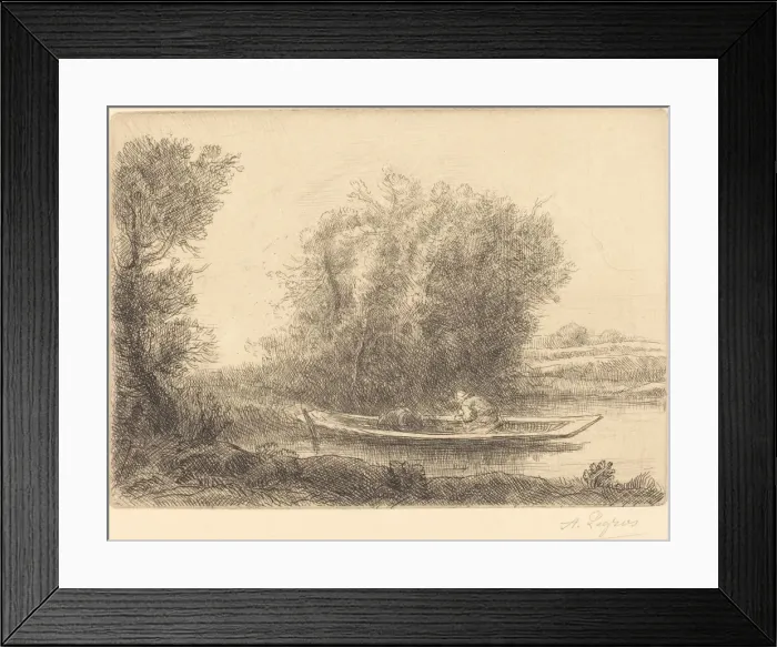 Framed Print : Bend in the River (Un coin de riviere). Creator: Alphonse Legros Framed Print : Bend in the River (Un coin de riviere). Creator: Alphonse Legros