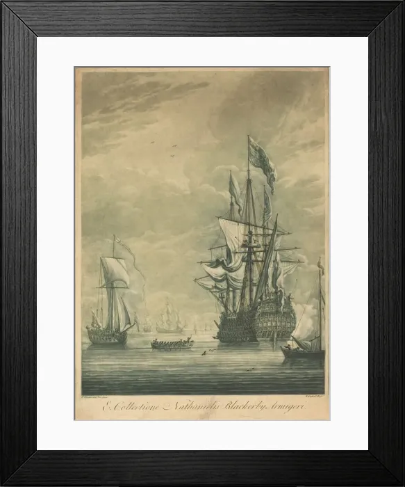Framed Print : Shipping Scene from the Collection of Nathaniel Blackerby, 1720s. Creator: Elisha Kirkall Framed Print : Shipping Scene from the Collection of Nathaniel Blackerby, 1720s. Creator: Elisha Kirkall