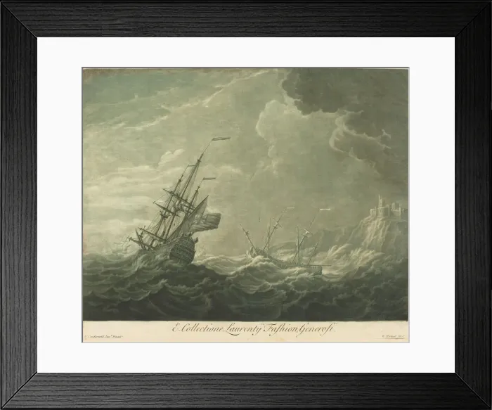 Framed Print : Shipping Scene from the Collection of Lawrence Fashion, 1720s. Creator: Elisha Kirkall