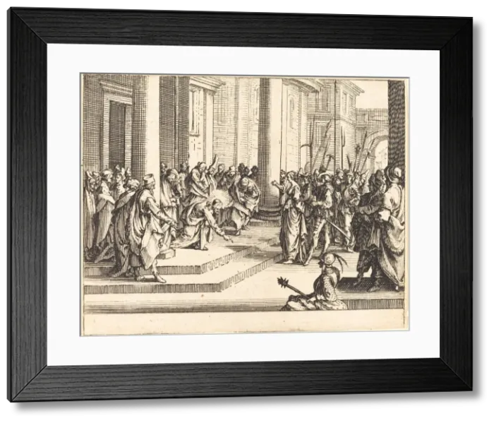 Framed Print : Stoning of Jesus, 1635. Creator: Jacques Callot Framed Print : Stoning of Jesus, 1635. Creator: Jacques Callot