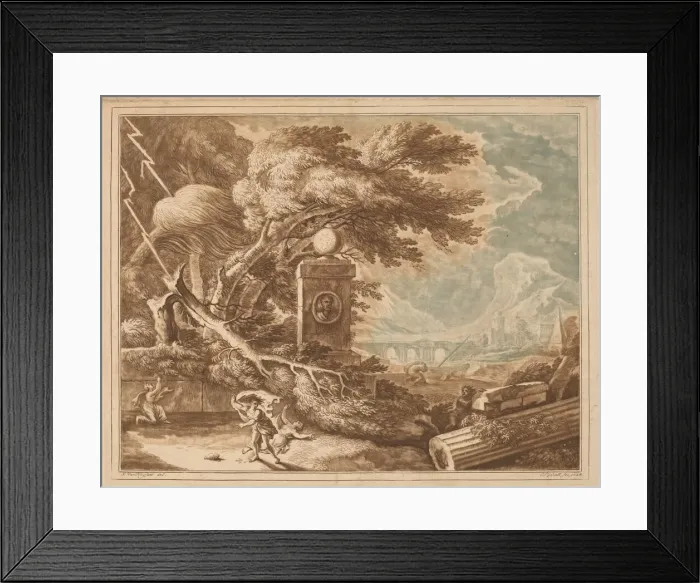 Framed Print : Heroic Stormy Landscape, 1724. Creator: Elisha Kirkall Framed Print : Heroic Stormy Landscape, 1724. Creator: Elisha Kirkall