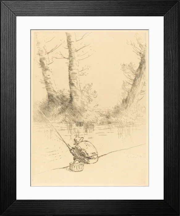 Framed Print : Angler (Le pecheur a la ligne). Creator: Alphonse Legros Framed Print : Angler (Le pecheur a la ligne). Creator: Alphonse Legros