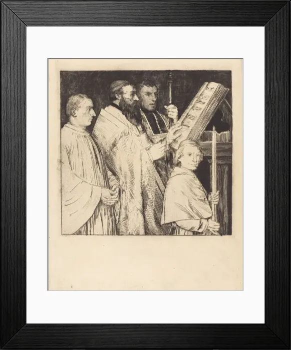 Framed Print : Choristers, 1st plate (Le lutrin). Creator: Alphonse Legros Framed Print : Choristers, 1st plate (Le lutrin). Creator: Alphonse Legros