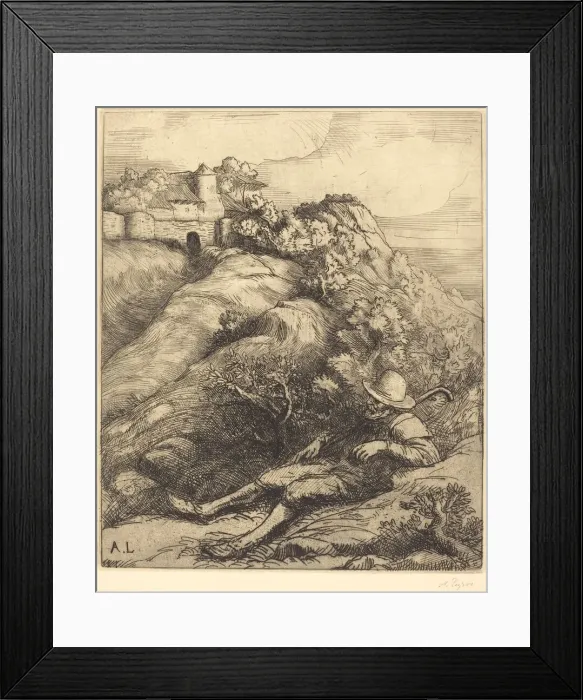 Framed Print : Sleeping Shepherd (Le repos du berger). Creator: Alphonse Legros Framed Print : Sleeping Shepherd (Le repos du berger). Creator: Alphonse Legros