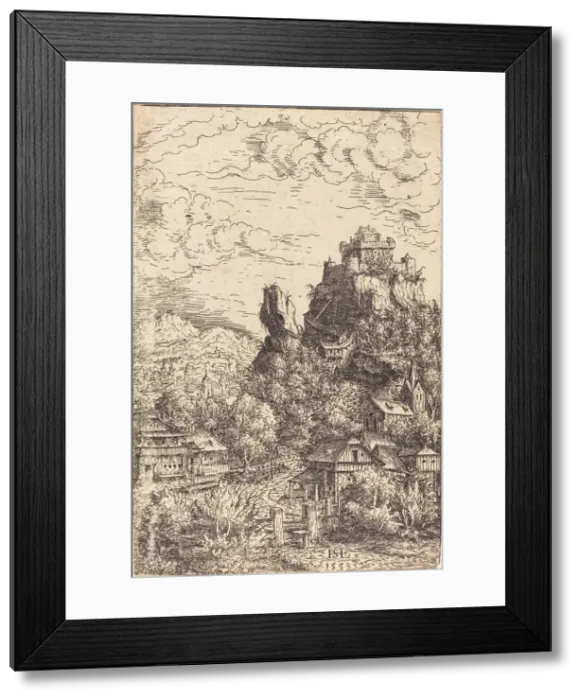 Framed Print : Landscape with a Castle, 1553. Creator: Hans Sebald Lautensack Framed Print : Landscape with a Castle, 1553. Creator: Hans Sebald Lautensack