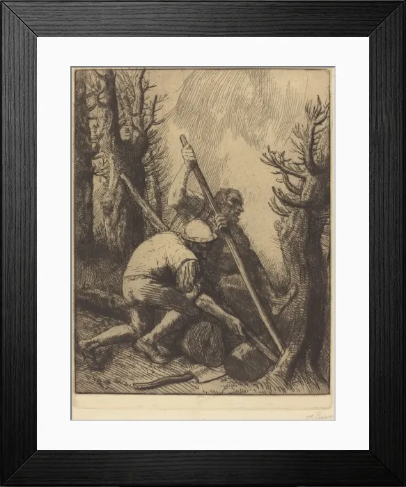 Framed Print : Woodcutters, 3rd plate (Les bucherons). Creator: Alphonse Legros Framed Print : Woodcutters, 3rd plate (Les bucherons). Creator: Alphonse Legros