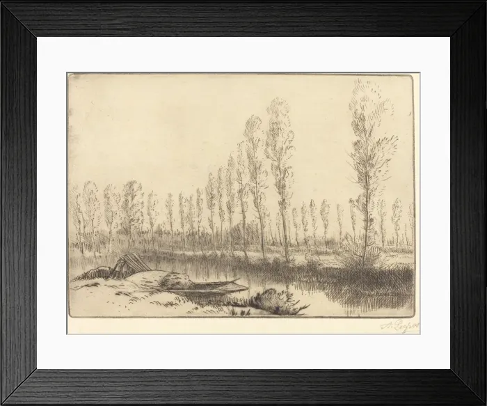 Framed Print : Poplars near Amiens (Pres d Amiens, les tourbieres). Creator: Alphonse Legros Framed Print : Poplars near Amiens (Pres d Amiens, les tourbieres). Creator: Alphonse Legros
