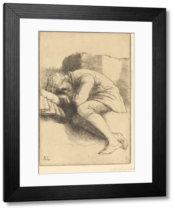 Framed Print : Sleeper (Un dormeur). Creator: Alphonse Legros Framed Print : Sleeper (Un dormeur). Creator: Alphonse Legros