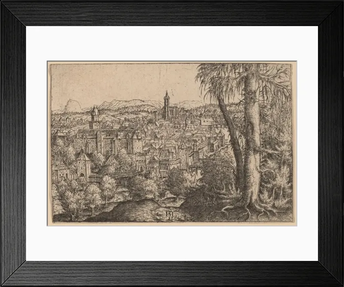 Framed Print : View of Steyr on Enns, 1554. Creator: Hans Sebald Lautensack Framed Print : View of Steyr on Enns, 1554. Creator: Hans Sebald Lautensack
