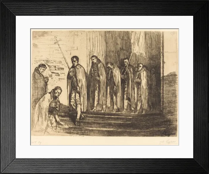 Framed Print : Procession Leaving a Church (La sortie de la procession). Creator: Alphonse Legros Framed Print : Procession Leaving a Church (La sortie de la procession). Creator: Alphonse Legros
