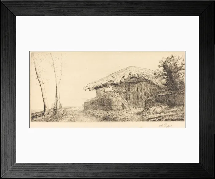 Framed Print : Shepherds Hut on a Hillside (Bergerie sur le coteau). Creator: Alphonse Legros Framed Print : Shepherds Hut on a Hillside (Bergerie sur le coteau). Creator: Alphonse Legros