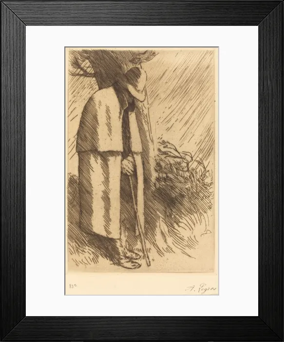 Framed Print : Traveler taking Shelter (Le voyageur a l abri). Creator: Alphonse Legros Framed Print : Traveler taking Shelter (Le voyageur a l abri). Creator: Alphonse Legros