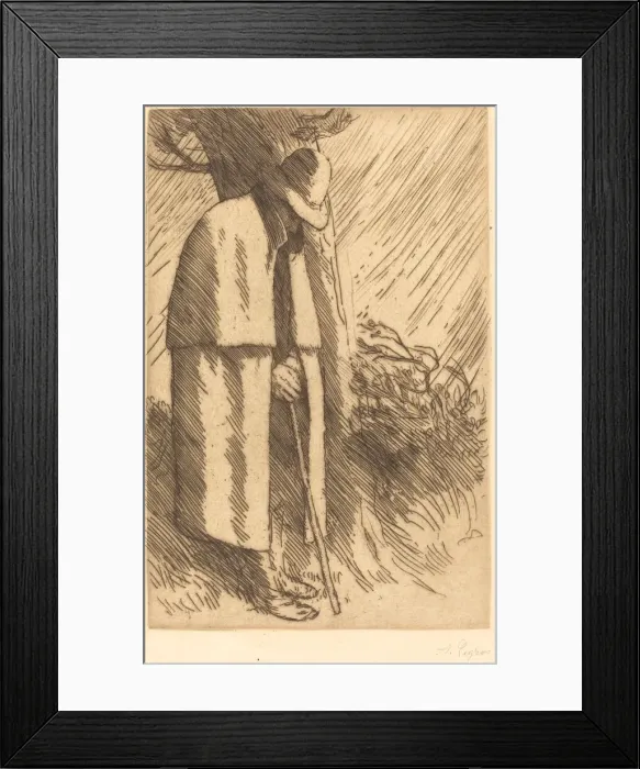 Framed Print : Traveler taking Shelter (Le voyageur a l abri). Creator: Alphonse Legros Framed Print : Traveler taking Shelter (Le voyageur a l abri). Creator: Alphonse Legros