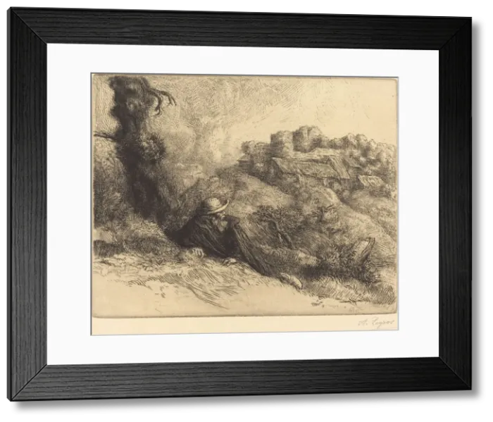 Framed Print : View of a Chateau (Chateau des Revenants). Creator: Alphonse Legros Framed Print : View of a Chateau (Chateau des Revenants). Creator: Alphonse Legros
