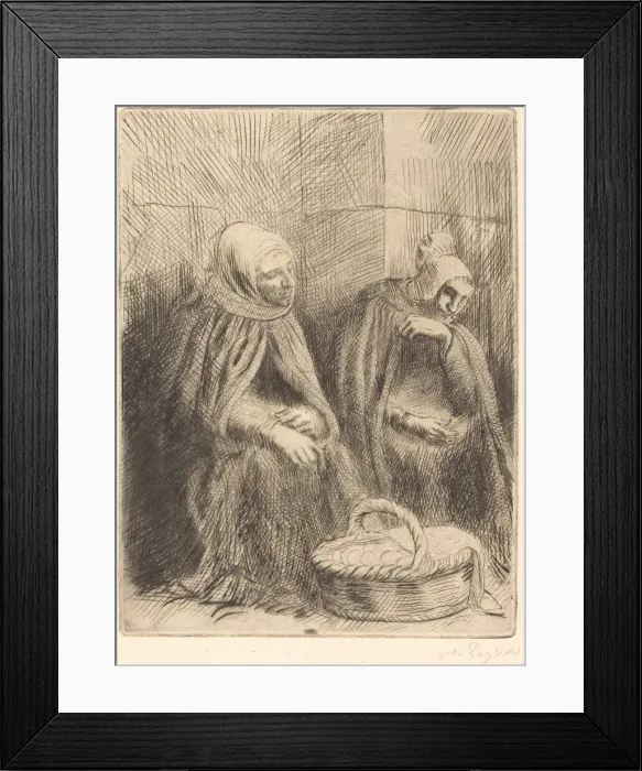 Framed Print : Egg-sellers, 1st plate (Les marchandes d oeufs). Creator: Alphonse Legros Framed Print : Egg-sellers, 1st plate (Les marchandes d oeufs). Creator: Alphonse Legros