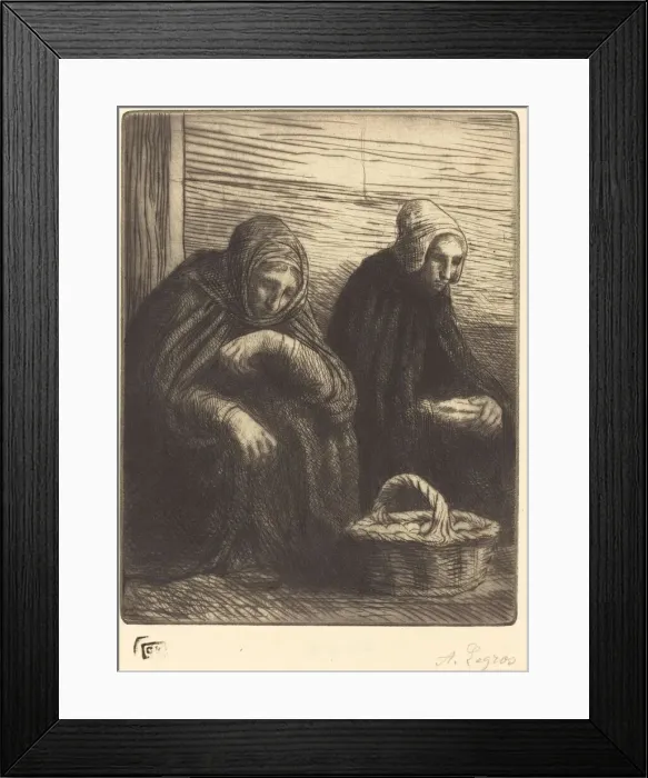 Framed Print : Egg-sellers, 2nd plate (Les marchandes d oeufs). Creator: Alphonse Legros Framed Print : Egg-sellers, 2nd plate (Les marchandes d oeufs). Creator: Alphonse Legros