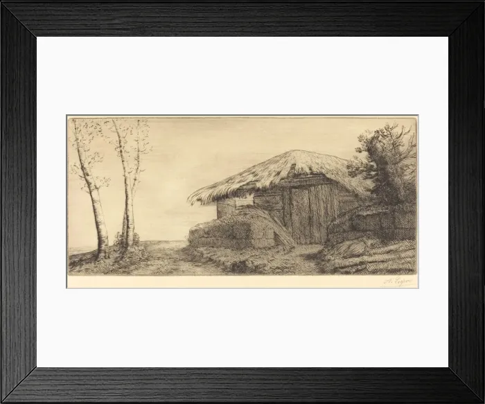 Framed Print : Shepherds Hut on a Hillside (Bergerie sur le coteau). Creator: Alphonse Legros Framed Print : Shepherds Hut on a Hillside (Bergerie sur le coteau). Creator: Alphonse Legros