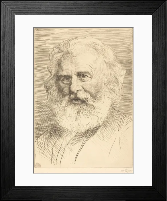 Framed Print : W. H. Longfellow, 1st plate. Creator: Alphonse Legros Framed Print : W. H. Longfellow, 1st plate. Creator: Alphonse Legros