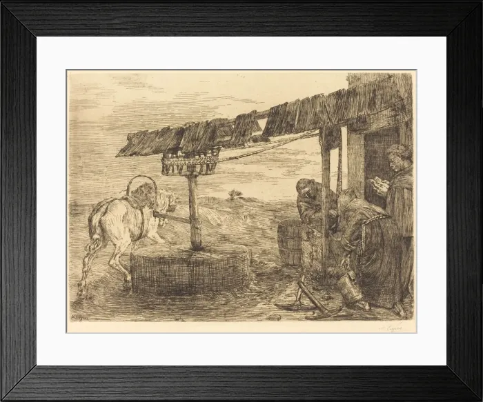 Framed Print : Horse-driven Mill (Le manege), probably 1869. Creator: Alphonse Legros Framed Print : Horse-driven Mill (Le manege), probably 1869. Creator: Alphonse Legros