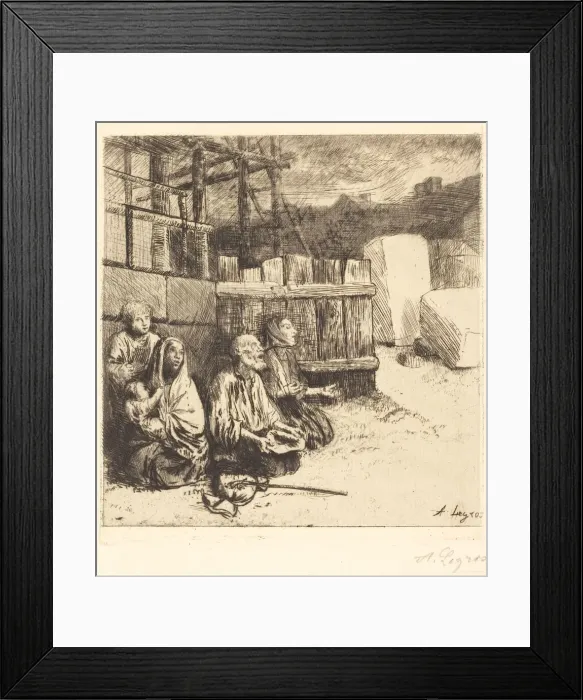 Framed Print : English Beggars (Les mendiants anglais), 1875. Creator: Alphonse Legros Framed Print : English Beggars (Les mendiants anglais), 1875. Creator: Alphonse Legros