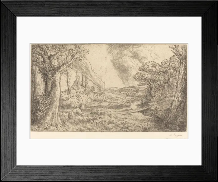 Framed Print : Landscape (Paysage). Creator: Alphonse Legros Framed Print : Landscape (Paysage). Creator: Alphonse Legros