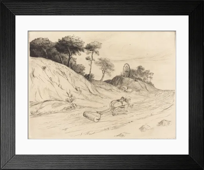 Framed Print : Landscape with Roller (Le paysage au rouleau). Creator: Alphonse Legros Framed Print : Landscape with Roller (Le paysage au rouleau). Creator: Alphonse Legros