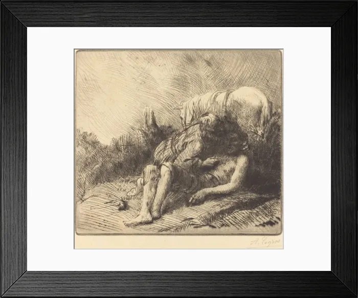 Framed Print : The Good Samaritan (Le bon samaritain). Creator: Alphonse Legros Framed Print : The Good Samaritan (Le bon samaritain). Creator: Alphonse Legros