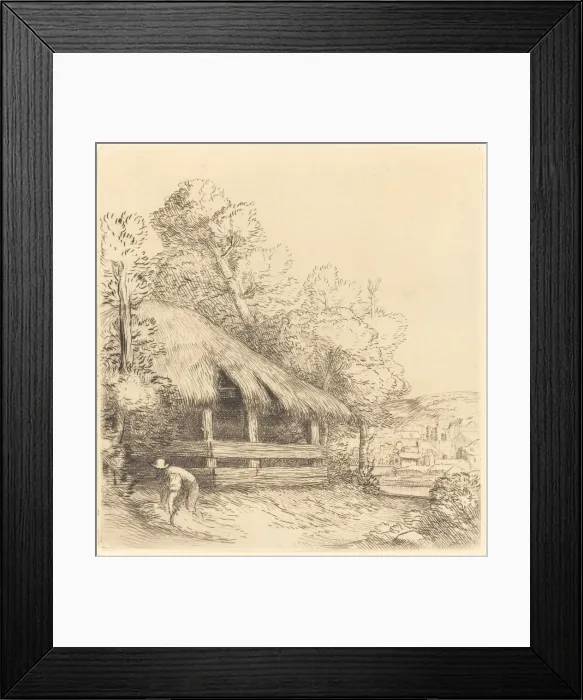 Framed Print : Little Shelter (Le petit hangar). Creator: Alphonse Legros Framed Print : Little Shelter (Le petit hangar). Creator: Alphonse Legros